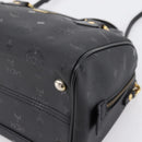 MCM Vicetos Logogram Hand Bag PVC Leather 2way Black Gold Auth 202886A-12
