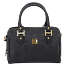 MCM Vicetos Logogram Hand Bag PVC Leather 2way Black Gold Auth 202886A-2