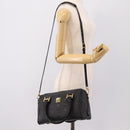 MCM Vicetos Logogram Hand Bag PVC Leather 2way Black Gold Auth 202886A-24