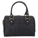 MCM Vicetos Logogram Hand Bag PVC Leather 2way Black Gold Auth 202886A-3