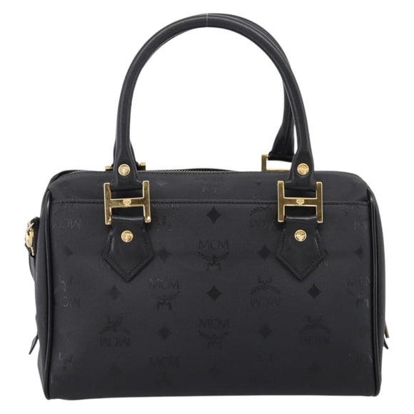 MCM Vicetos Logogram Hand Bag PVC Leather 2way Black Gold Auth 202886A