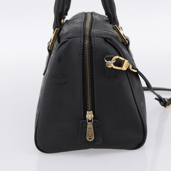 MCM Vicetos Logogram Hand Bag PVC Leather 2way Black Gold Auth 202886A