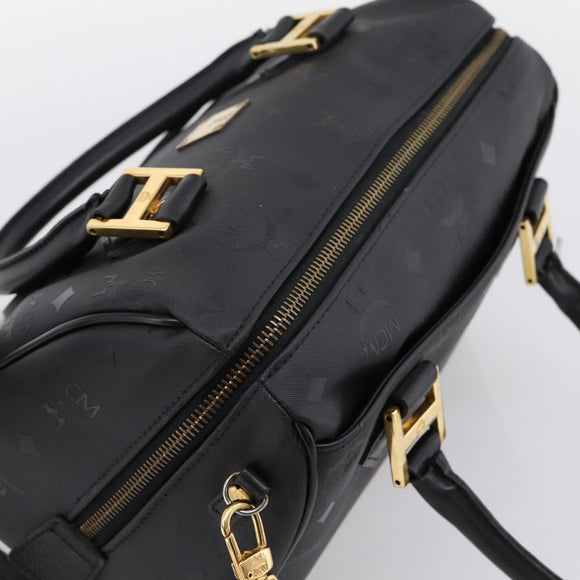 MCM Vicetos Logogram Hand Bag PVC Leather 2way Black Gold Auth 202886A