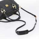 MCM Vicetos Logogram Hand Bag PVC Leather 2way Black Gold Auth 202886A-9