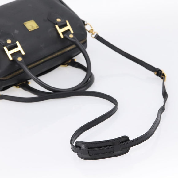 MCM Vicetos Logogram Hand Bag PVC Leather 2way Black Gold Auth 202886A