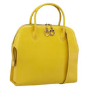 Salvatore Ferragamo Gancini Hand Bag Leather 2way Yellow Gold Auth 202887-1
