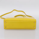 Salvatore Ferragamo Gancini Hand Bag Leather 2way Yellow Gold Auth 202887-11