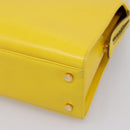 Salvatore Ferragamo Gancini Hand Bag Leather 2way Yellow Gold Auth 202887-12
