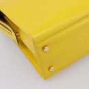 Salvatore Ferragamo Gancini Hand Bag Leather 2way Yellow Gold Auth 202887-13