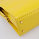 Salvatore Ferragamo Gancini Hand Bag Leather 2way Yellow Gold Auth 202887-15