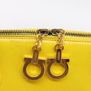 Salvatore Ferragamo Gancini Hand Bag Leather 2way Yellow Gold Auth 202887-16