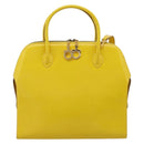 Salvatore Ferragamo Gancini Hand Bag Leather 2way Yellow Gold Auth 202887-2
