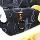 Salvatore Ferragamo Gancini Hand Bag Leather 2way Yellow Gold Auth 202887-24
