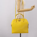Salvatore Ferragamo Gancini Hand Bag Leather 2way Yellow Gold Auth 202887-25