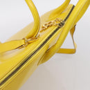 Salvatore Ferragamo Gancini Hand Bag Leather 2way Yellow Gold Auth 202887-6