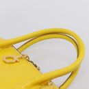 Salvatore Ferragamo Gancini Hand Bag Leather 2way Yellow Gold Auth 202887-8
