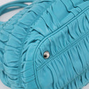 PRADA Matelasse Hand Bag Nylon 2way Turquoise Blue Silver Auth 202888V-19