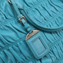 PRADA Matelasse Hand Bag Nylon 2way Turquoise Blue Silver Auth 202888V-20