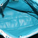 PRADA Matelasse Hand Bag Nylon 2way Turquoise Blue Silver Auth 202888V-11
