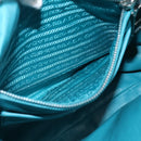 PRADA Matelasse Hand Bag Nylon 2way Turquoise Blue Silver Auth 202888V-25