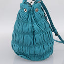 PRADA Matelasse Hand Bag Nylon 2way Turquoise Blue Silver Auth 202888V-3