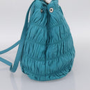 PRADA Matelasse Hand Bag Nylon 2way Turquoise Blue Silver Auth 202888V-4
