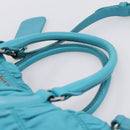 PRADA Matelasse Hand Bag Nylon 2way Turquoise Blue Silver Auth 202888V-14