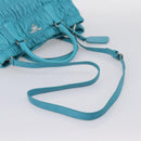 PRADA Matelasse Hand Bag Nylon 2way Turquoise Blue Silver Auth 202888V-8