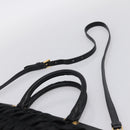 PRADA Gathered Hand Bag Nylon 2way Black Gold Auth 202889A-15