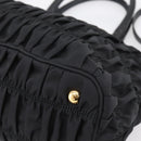 PRADA Gathered Hand Bag Nylon 2way Black Gold Auth 202889A-9