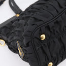 PRADA Gathered Hand Bag Nylon 2way Black Gold Auth 202889A-16