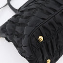 PRADA Gathered Hand Bag Nylon 2way Black Gold Auth 202889A-18