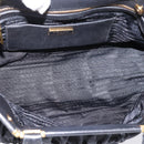 PRADA Gathered Hand Bag Nylon 2way Black Gold Auth 202889A-10