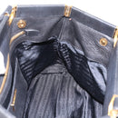 PRADA Gathered Hand Bag Nylon 2way Black Gold Auth 202889A-21