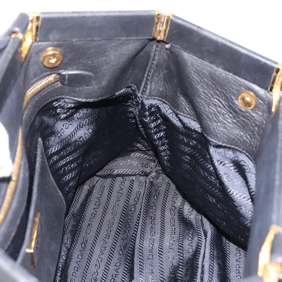 PRADA Gathered Hand Bag Nylon 2way Black Gold Auth 202889A