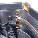 PRADA Gathered Hand Bag Nylon 2way Black Gold Auth 202889A-23