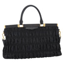 PRADA Gathered Hand Bag Nylon 2way Black Gold Auth 202889A-2