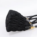 PRADA Gathered Hand Bag Nylon 2way Black Gold Auth 202889A-4