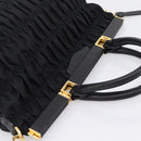 PRADA Gathered Hand Bag Nylon 2way Black Gold Auth 202889A-6