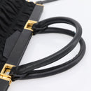 PRADA Gathered Hand Bag Nylon 2way Black Gold Auth 202889A-7
