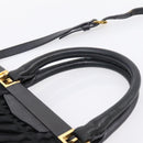 PRADA Gathered Hand Bag Nylon 2way Black Gold Auth 202889A-14