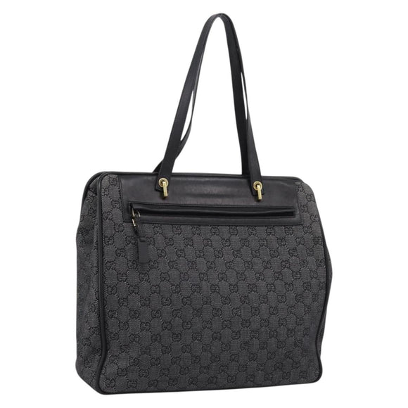GUCCI GG Canvas Tote Bag Black Gold 92731 Auth 202890A