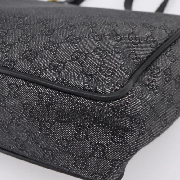 GUCCI GG Canvas Tote Bag Black Gold 92731 Auth 202890A