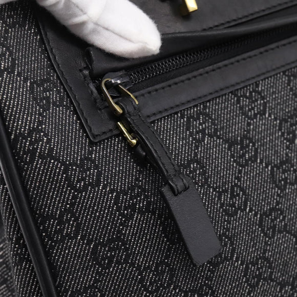 GUCCI GG Canvas Tote Bag Black Gold 92731 Auth 202890A