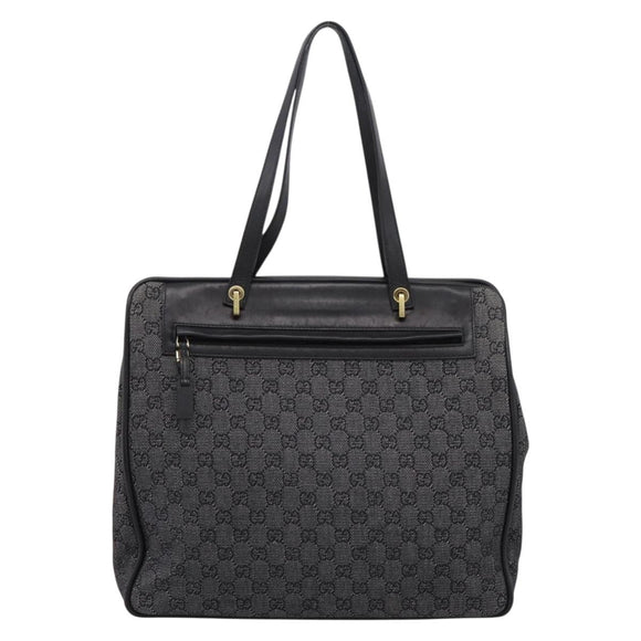 GUCCI GG Canvas Tote Bag Black Gold 92731 Auth 202890A