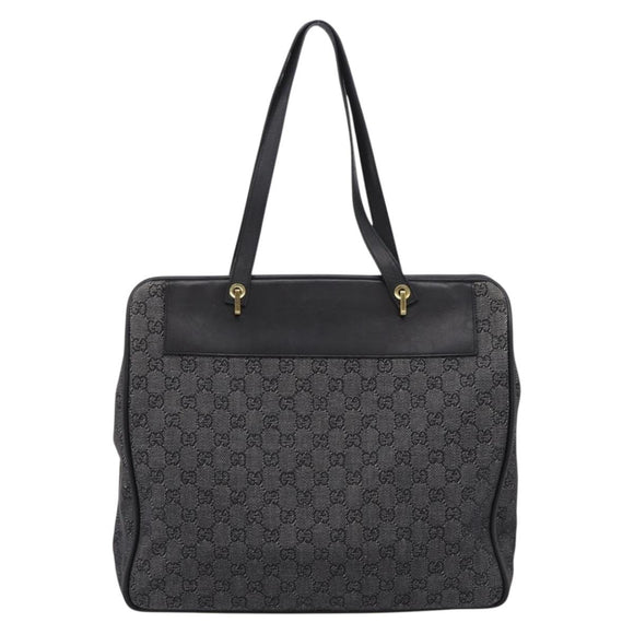 GUCCI GG Canvas Tote Bag Black Gold 92731 Auth 202890A
