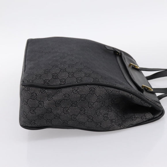 GUCCI GG Canvas Tote Bag Black Gold 92731 Auth 202890A