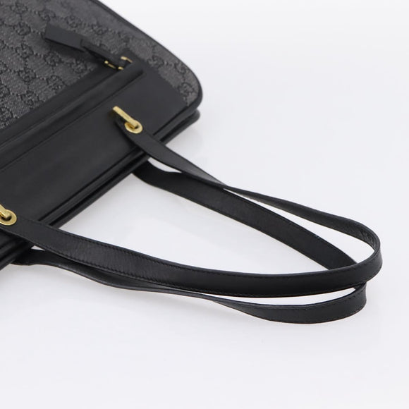 GUCCI GG Canvas Tote Bag Black Gold 92731 Auth 202890A