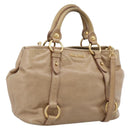 Miu Miu Hand Bag Vitellolux 2way Beige Gold Auth 202892V-1