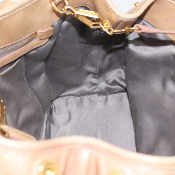 Miu Miu Hand Bag Vitellolux 2way Beige Gold Auth 202892V